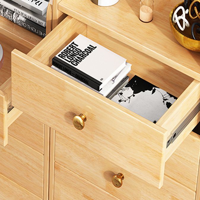 22-In Wide Solid Wood Accent Chest Mid Century 1 - Shelf Cabinet with Drawers