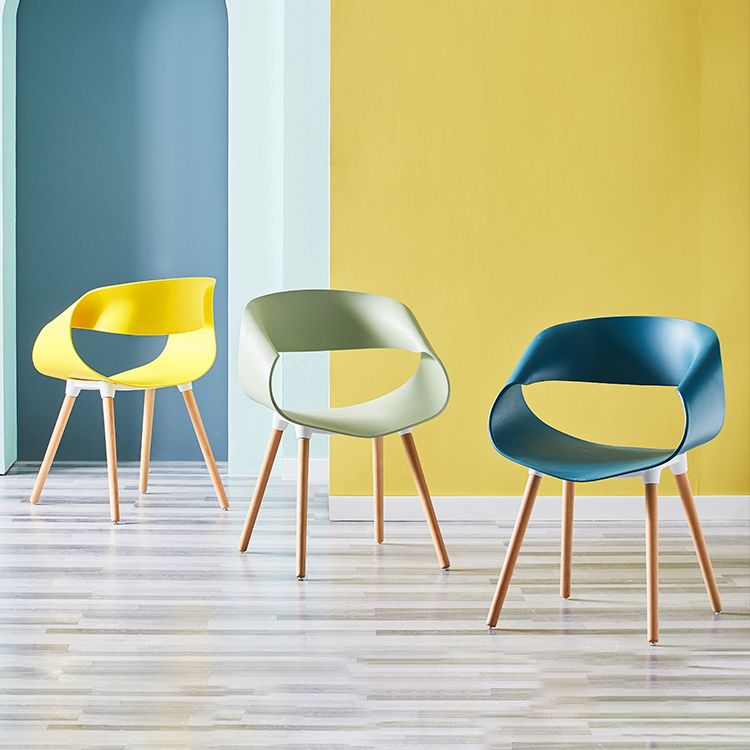 Scandinavian Armless Dining Chairs Eames Side Dining Chairs with Wood Legs