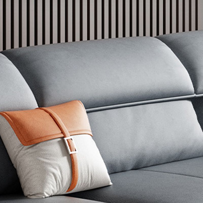 Grey Faux Leather Sectionals 34.6" H Flared Arm Sectionals for Living Room