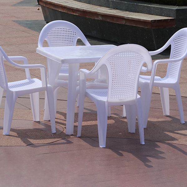 Modern Waterproof Geometric Courtyard Table Plastic Frame Outdoor Table