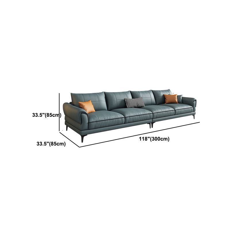 Faux Leather Stain Resistant Contemporary Flared Arm Sofa Couch