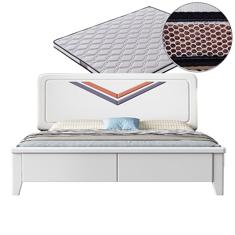 Contemporary Standard Bed Solid Wood Panel Bed with Headboard