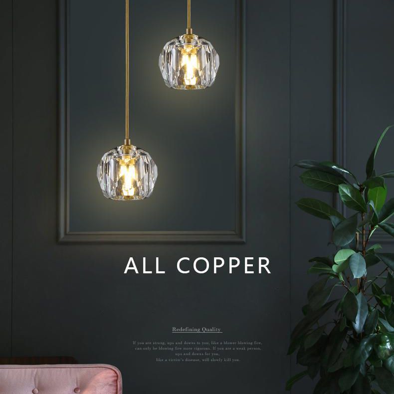 Kopergoudhangende lamp in moderne artistieke stijl kristallen geometrische hanglamp voor eetkamer
