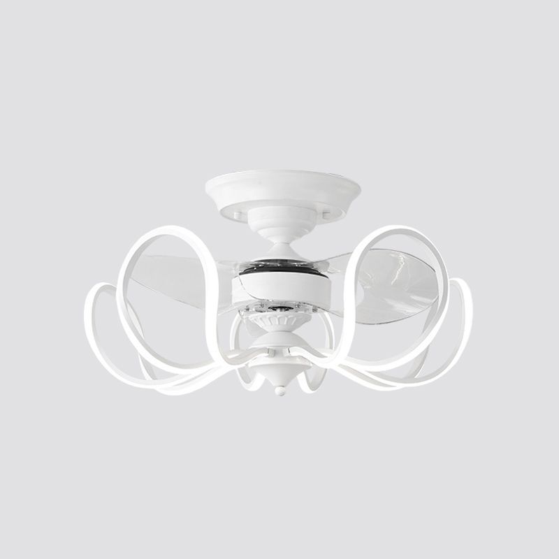 Luz de ventilador colgante metálico enjaulado Contemporáneo de 25.5 "de ancho LED de ancho, 2 cuchillas