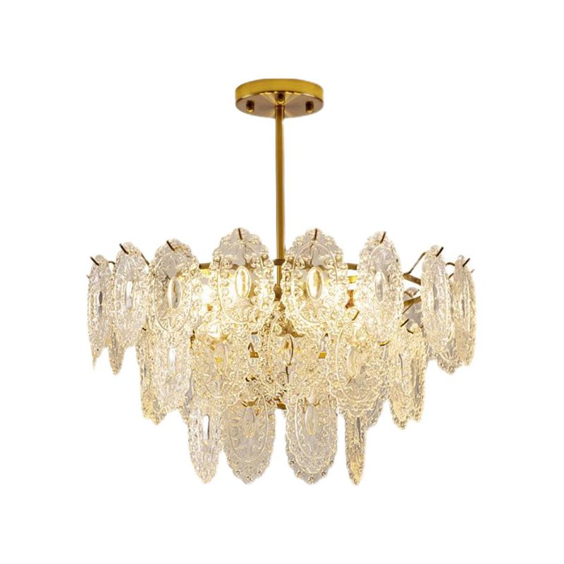 American Style Hanging Chandelier Metal Glass Chandelier in Gold for Hotel Restaurant