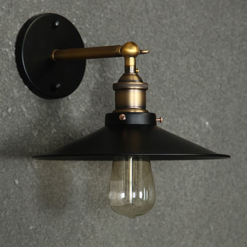 Industrial Style Wall Sconce Metal 1 Light Sconces in Black for Bedroom