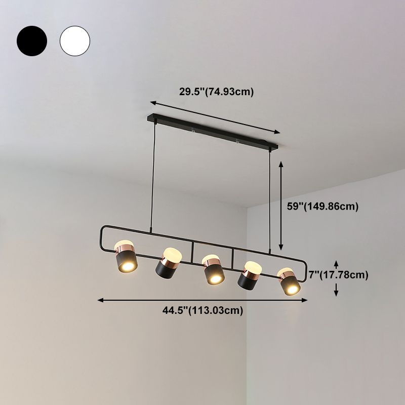 Modern Aluminum Track Light Cylinder Multi-Head Restaurant Hanging Lamp with Acrylic Shade