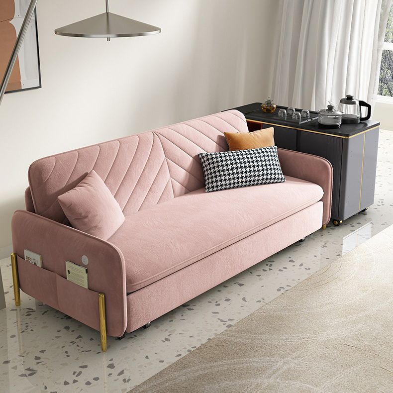 31.49" Wide Pink Sleeper Sofa Velvet Sofa Bed with Detachable Mattress