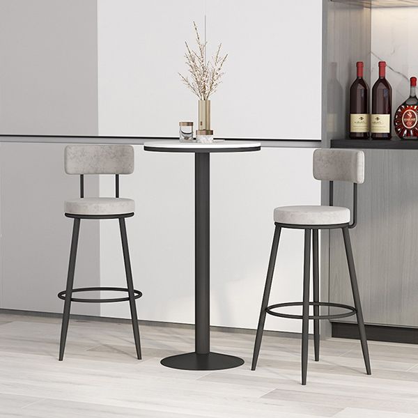 Modern Round Bar & Counter Stool Footrest Metal Counter Chair with Cushion