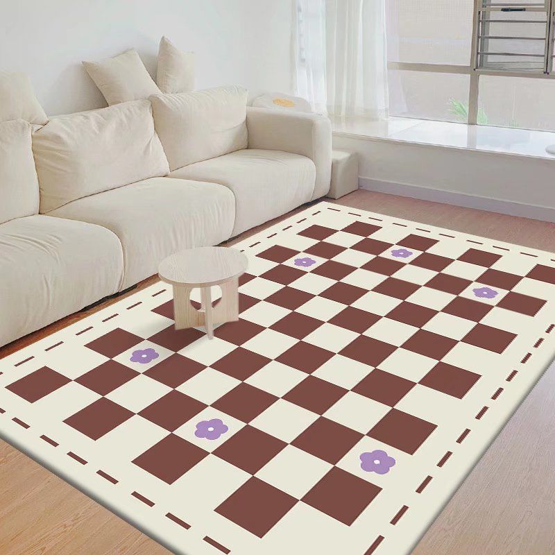 lattice Anti-Slip Backing Rug Rectangle Colorful Soft Loom Rug for Bedroom