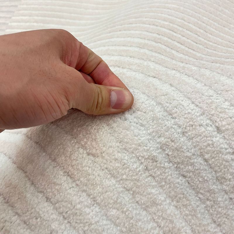 White Modern Carpet Striped Polyester Carpet Washable Carpet for Living Room
