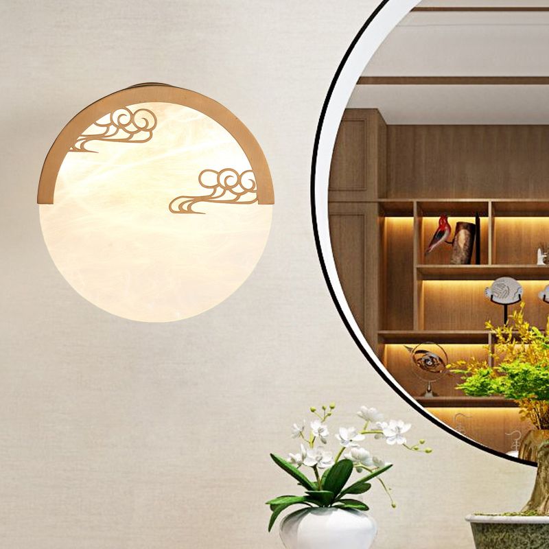 8"/9" H 1 Light Round Wall Mounted Light Traditional White Acrylic Sconce for Dining Room