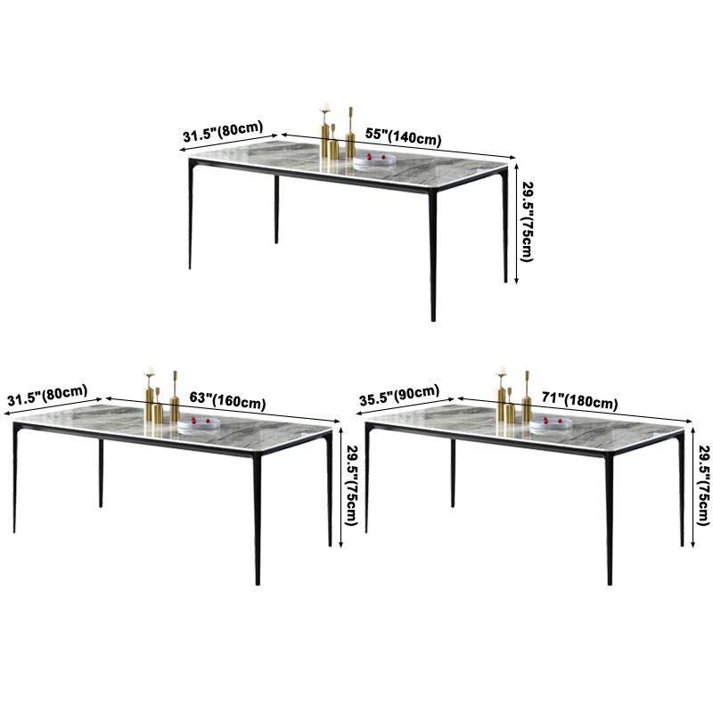 Modern Style Sintered Stone Dining Table Gray Rectangle Table with 4 Legs