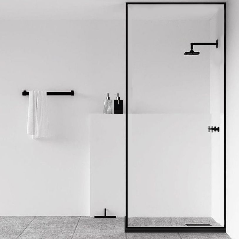 Metal and Glass Shower Bath Door Simple Inline Black Shower Door