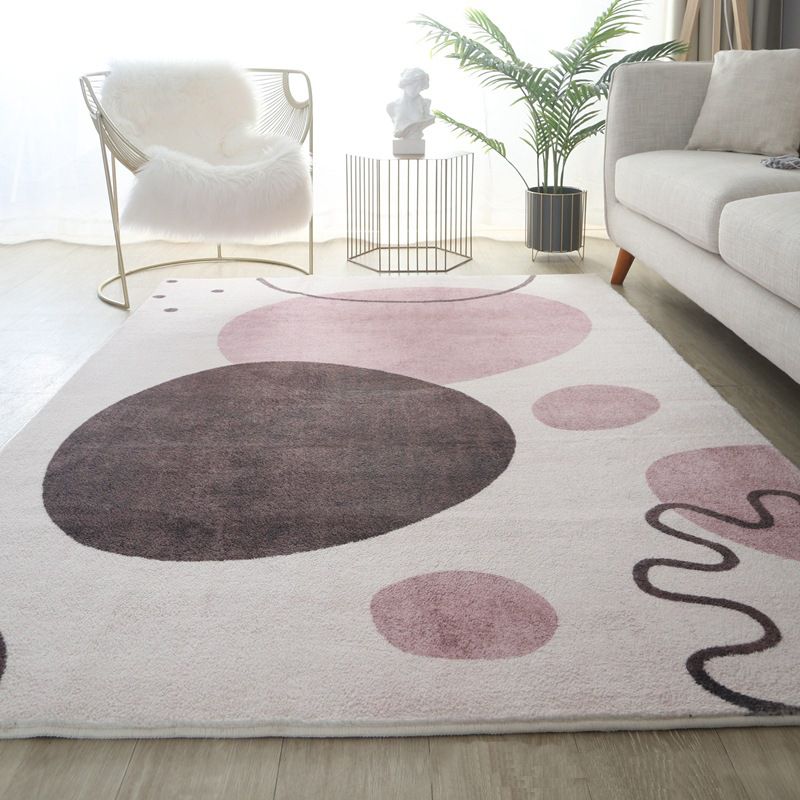 Light Pink Color Piece Rug Polyester Nordic Rug Stain Resistant Rug for Home Decor