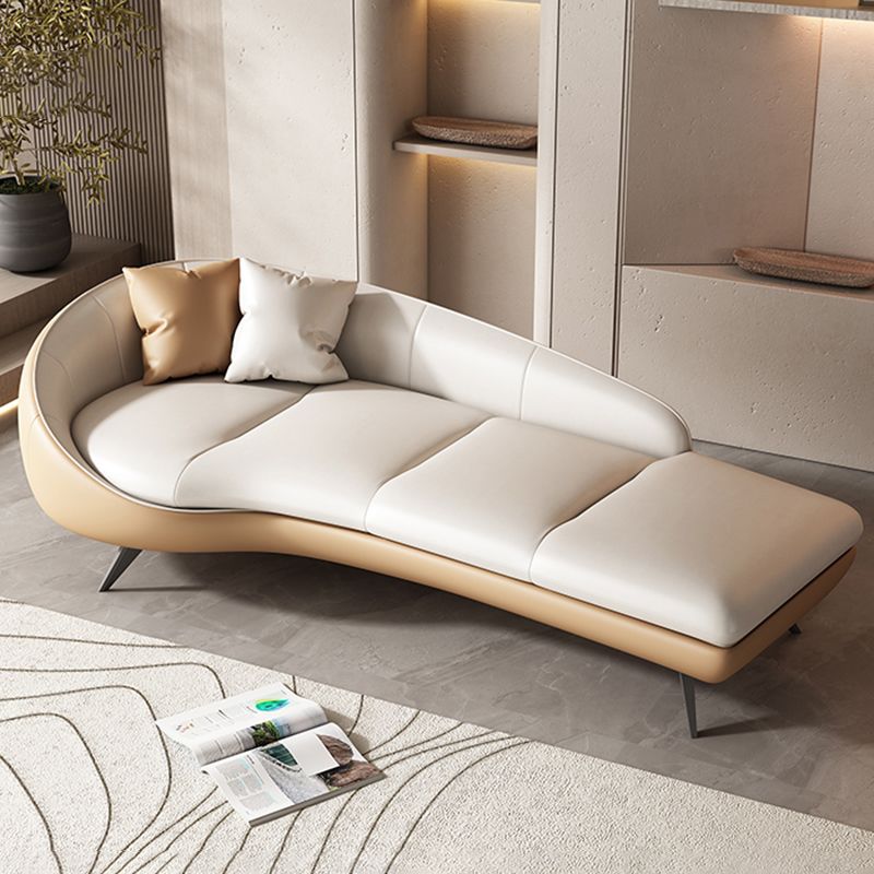 Modern Upholstered Chaise Lounge Leather Chaise with Left-Arm for Bedroom and Living Room