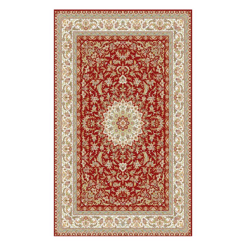 Fancy Traditional Area Rug Brown Polyester Area Carpet Stain Resistant Rug for Home Decor