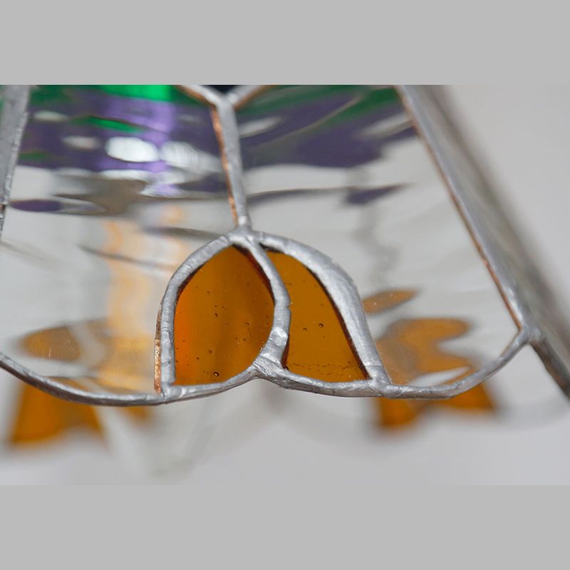 1-Light Bell Hanging Lamp Tiffany Coffee Finish Stained Glass Pendant for Dining Room