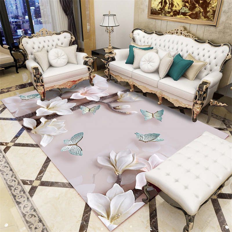 Funky polyester tapijt Modern Plant Print Area Tapijt Woonkamer Tapijt met niet-slipachter