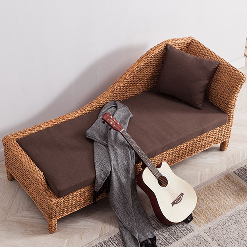 Farmhouse Style Chaise Lounge Chair Rattan Chair for Bedroom