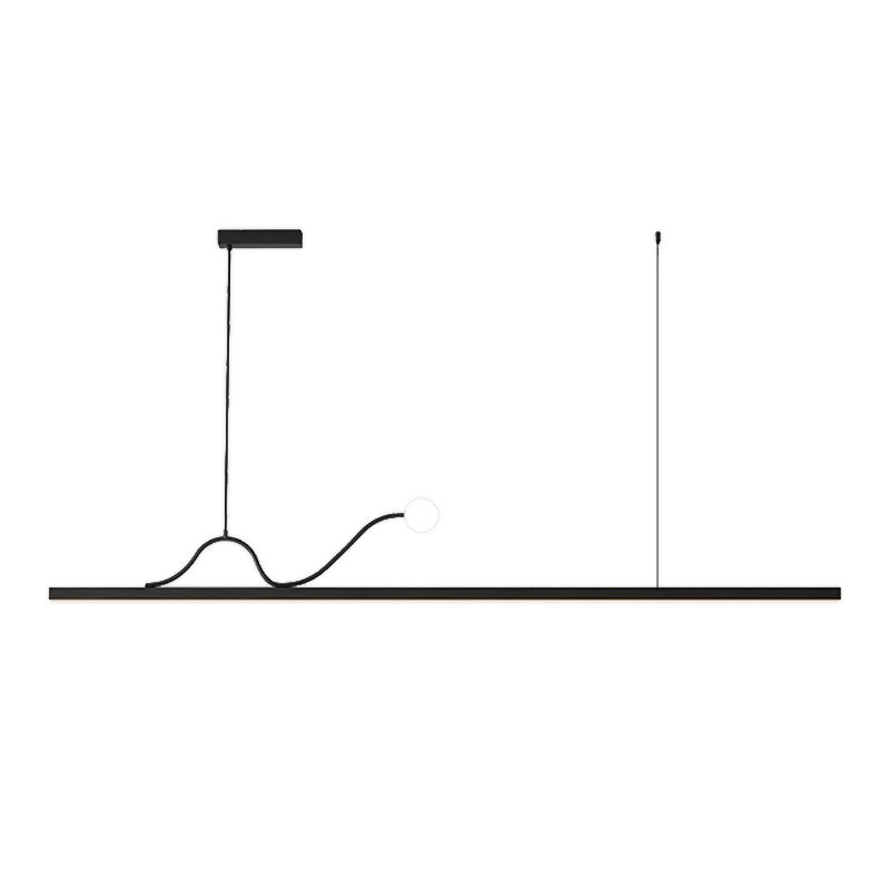 Black LED Island Light Modern Style Island Hanging Lamp with Acrylic Shade for Dining Room