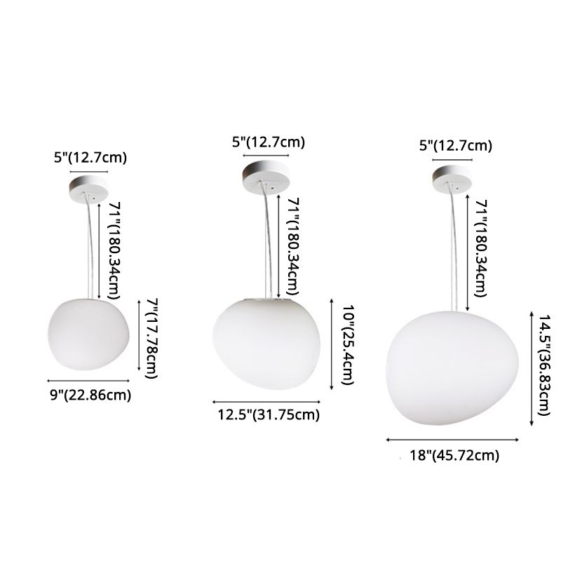 Wit kiezelvormige glazen ophanging Licht Moderne stijl Minimalisme Corridor Verlichtingsarmatuur met 70,8 "verstelbare draad