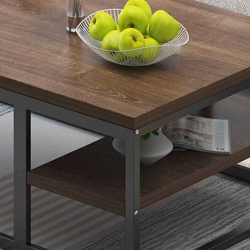 Coffee Table with Rectangular Black/gold Metal Base on 4 Legs Base