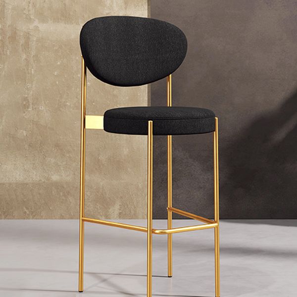 Industrial Upholstered Armless Bar Stool Round Seat Bar Chair with Metal Legs