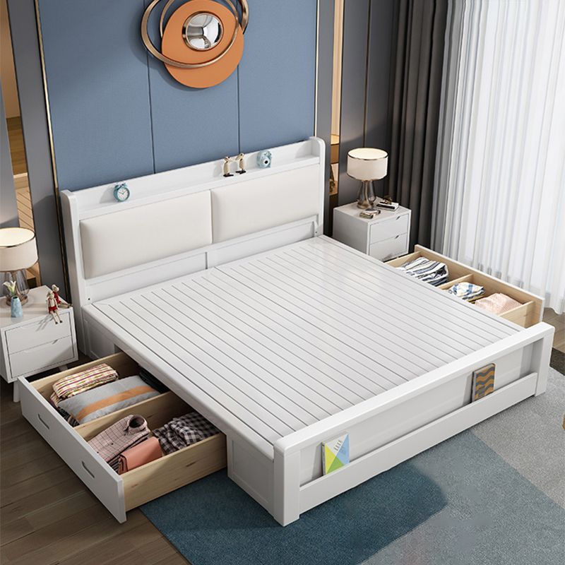 Modern Wood Bed Bookcase Included Standard Bed with Headboard for Bedroom