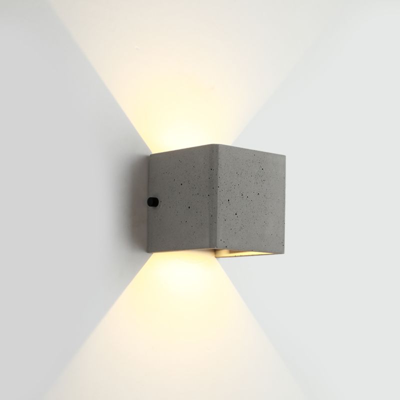 Industrial Cement Wall Light Cube Single Light Wall Sconce in Grey for Bedroom