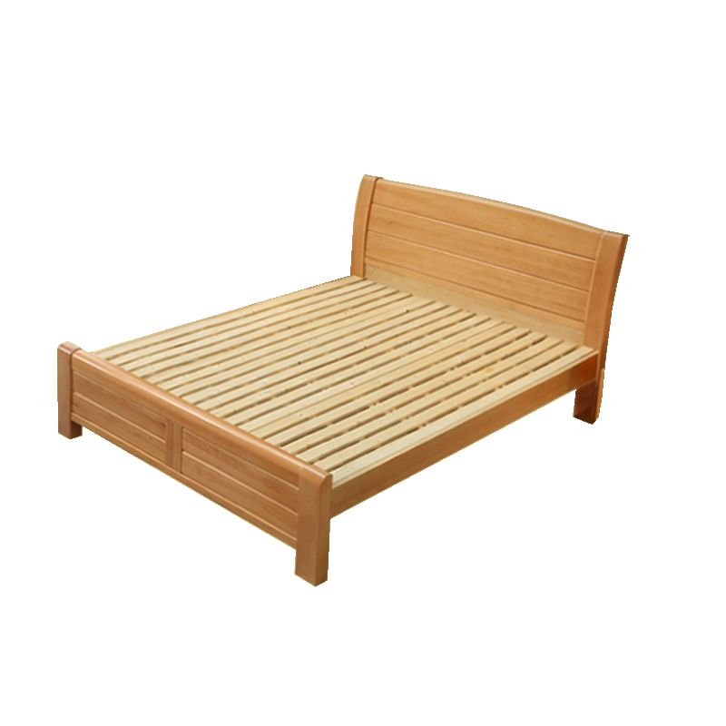 Traditional Beech Wood Bed,42.51" Low Profile Bed in Natural