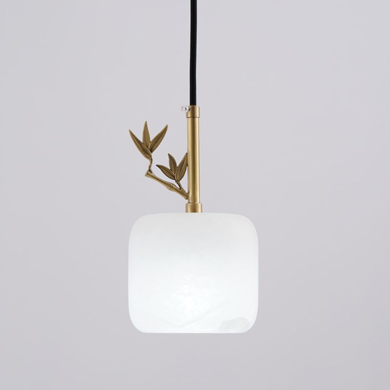 1 Licht Luxus Marmor Hanging Lampe, nordische Ziegelschatten-Anhängerbeleuchtung für Schlafzimmer