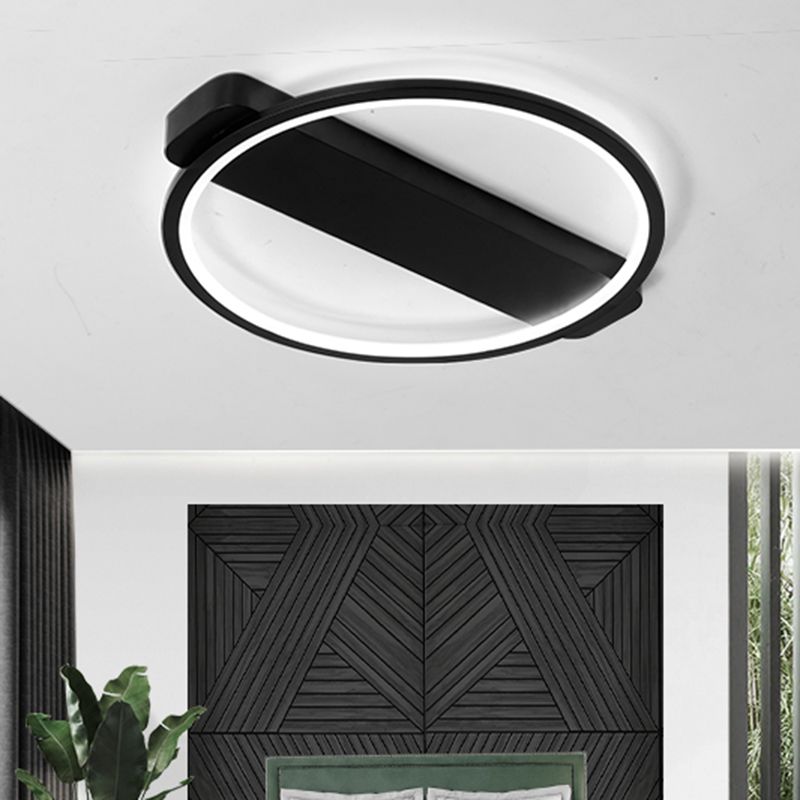 Ring Acrylic Flush Light Modern 18"/25.5" Wide LED Black/White Ceiling Lighting Fixture for Living Room