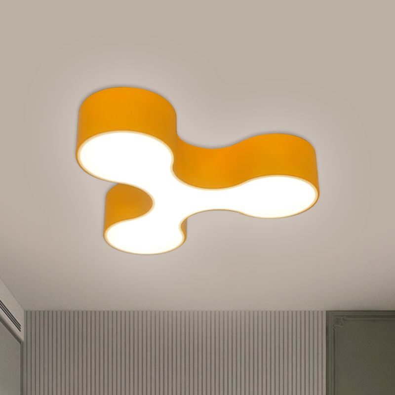 Nursery Room LED Flush Mount Lamp Macaroon White/Yellow/Blue Ceiling Light Fixture with Y-Shaped Acrylic Shade