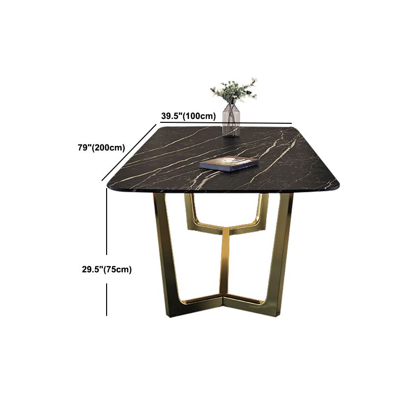 Glam Indoor Dining Table Set 1/4/5/7 Pieces Rectangle Trestle Dinette Set in Black