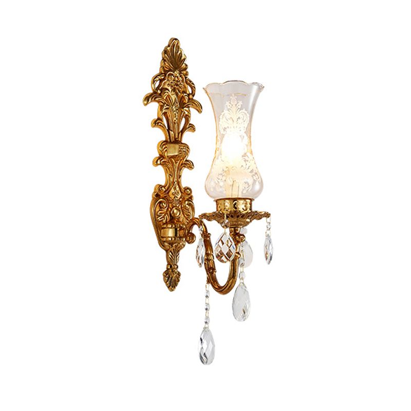 Unique Shade Glass Wall Sconce Modern Style Multi Lights Wall Mount Light Fixture in Gold