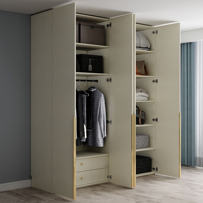 Engineered Wood Wardrobe Armoire Modern White Wardrobe for Bedroom