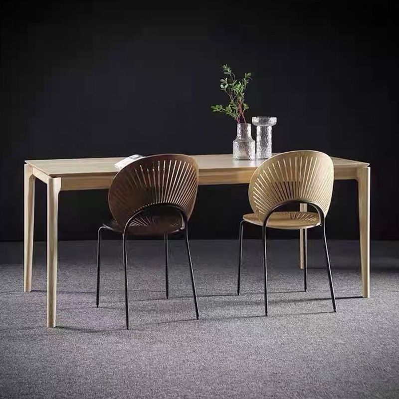 Rectangle Wood Color Dining Table Ashwood Solid Wood Table Modern with 4 Legs