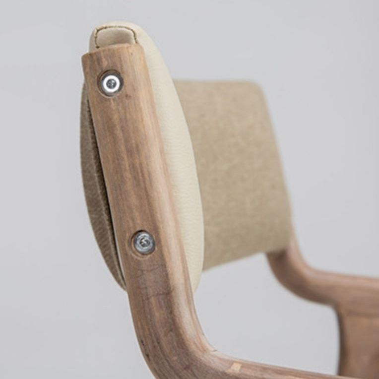 Fauteuil de salle à manger rembourré en bois courbé, chaise simple à dossier ouvert avec pieds en bois