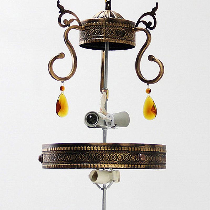 Dragonfly Chandelier 6 Lights Stained Glass Tiffany Pendant Lighting in Red/Yellow/Green for Dining Room