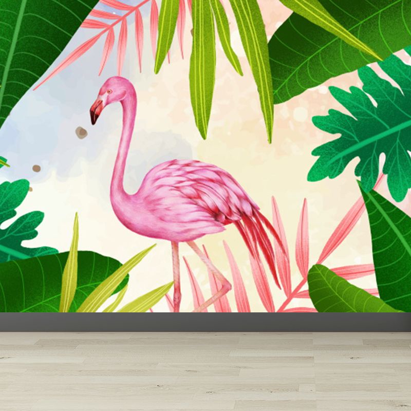 Big Field Flamingo Mural Wallpaper Decorative Tropical Living Room Wall Covering