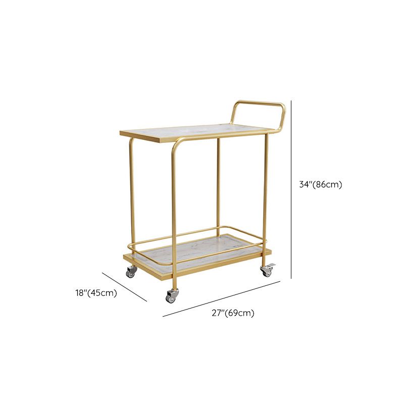 Modern Open Storage Prep Table Rectangular Rolling Kitchen Trolley