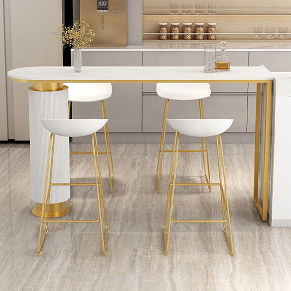 Contemporary Indoor Free Form Bar Table Stone Top and Metal Base Bar Table