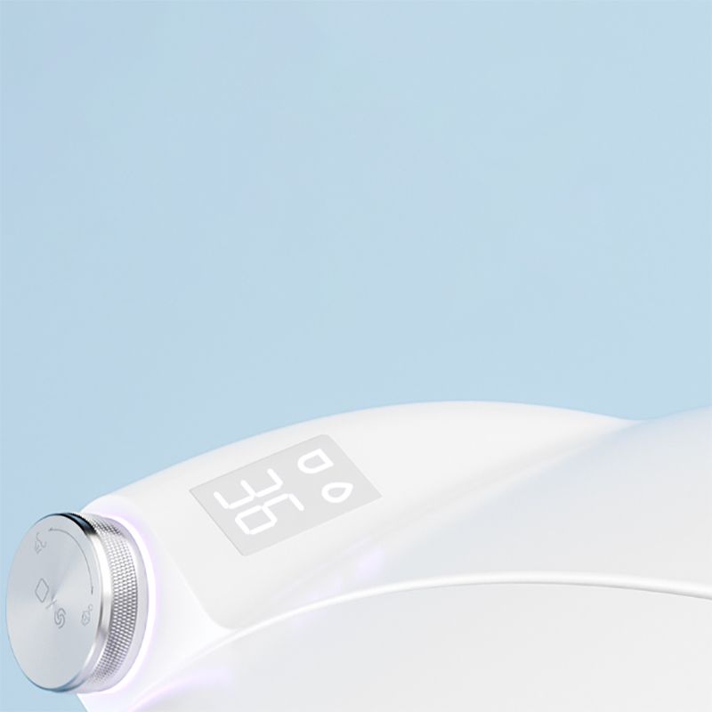 Contemporary White Round Foot Sensor Ceramic Deodorizing Floor Mount Bidet