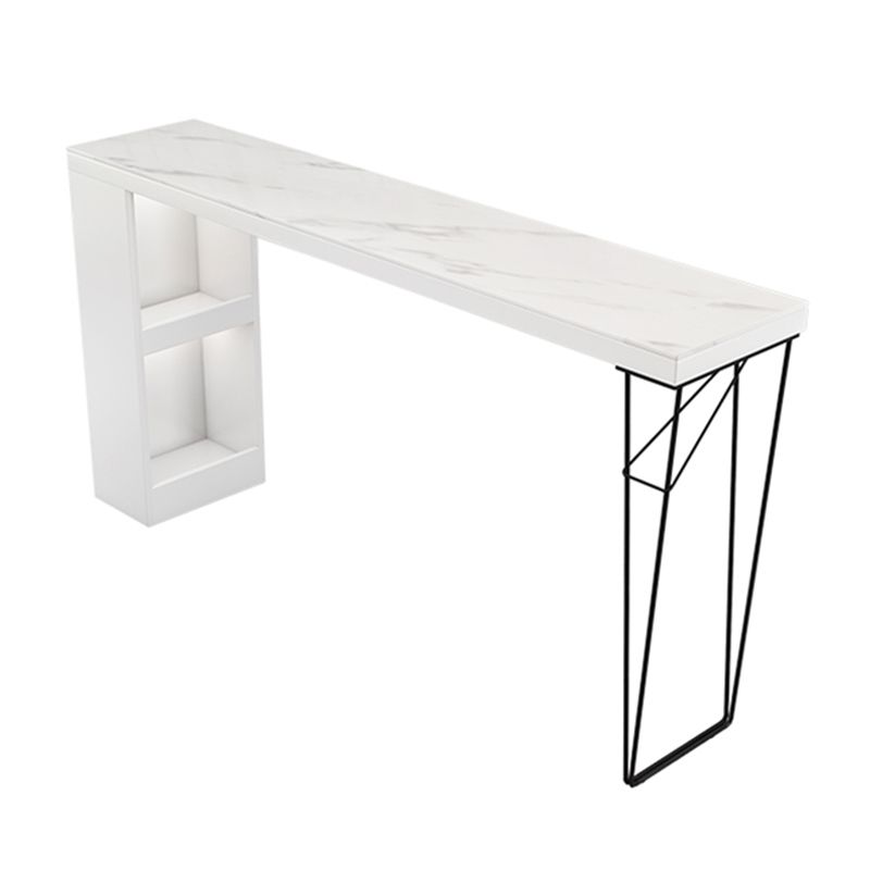 Modern Rectangle Bar Dining Table Bar Height Cocktail Table with Metal Base