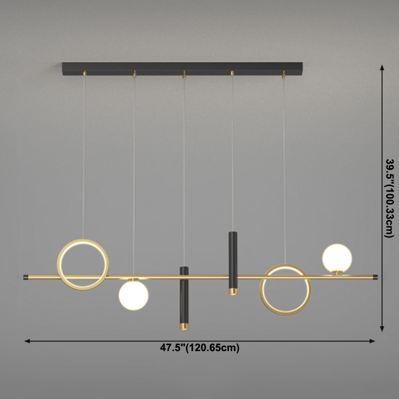 Geometric Contemporary Island Lighting Metal Island Ceiling Light in Black and Gold