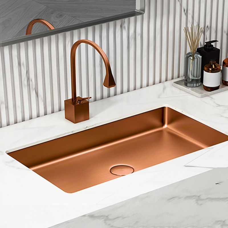 Modern Bathroom Sink Rectangular Metal Drop-in Bathroom Sink with Pop-Up Drain