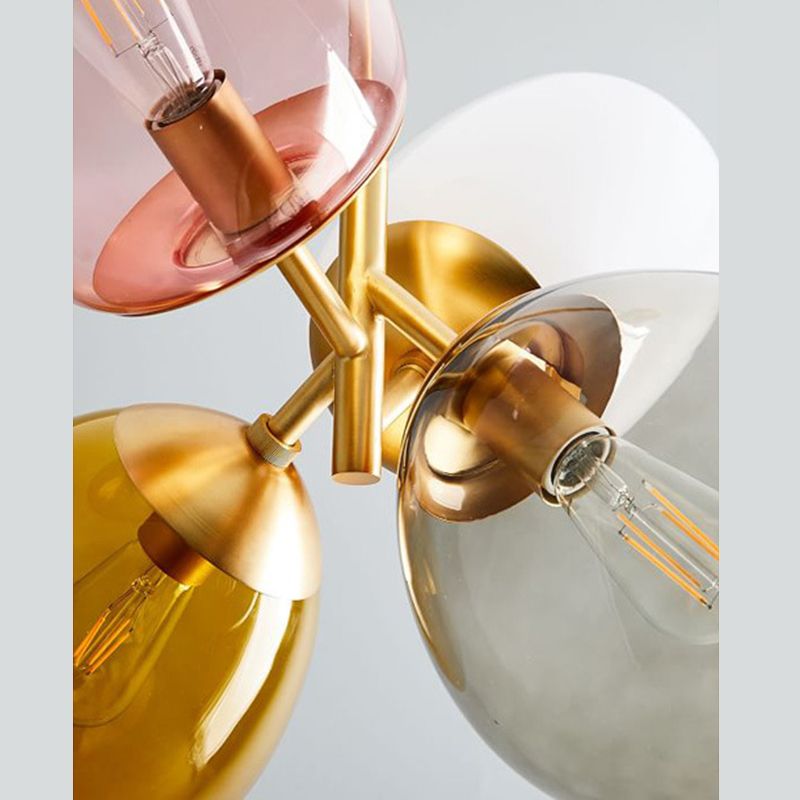 Buntes Glasschatten 4-leichter Anhängerlampe postmoderner Kunst dekorativ