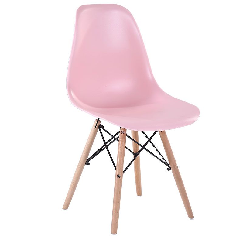 Chaises de salle à manger de style moderne chaise sans bras en plastique avec des jambes en bois
