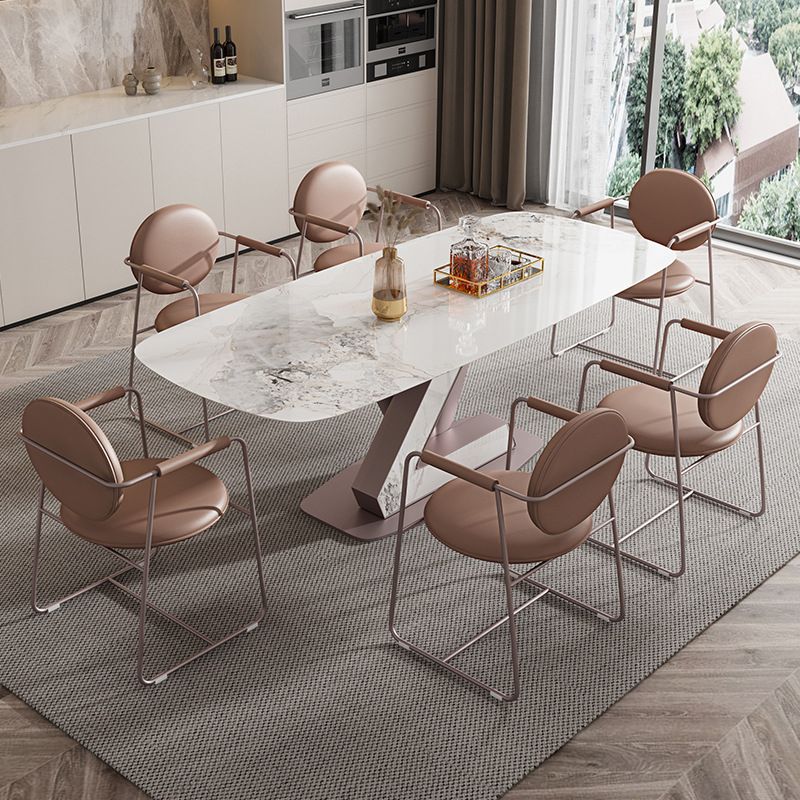 Luxury Sintered Stone Top Dining Set Rectangle 1/4/5/7 Pieces Dining Room Table Set